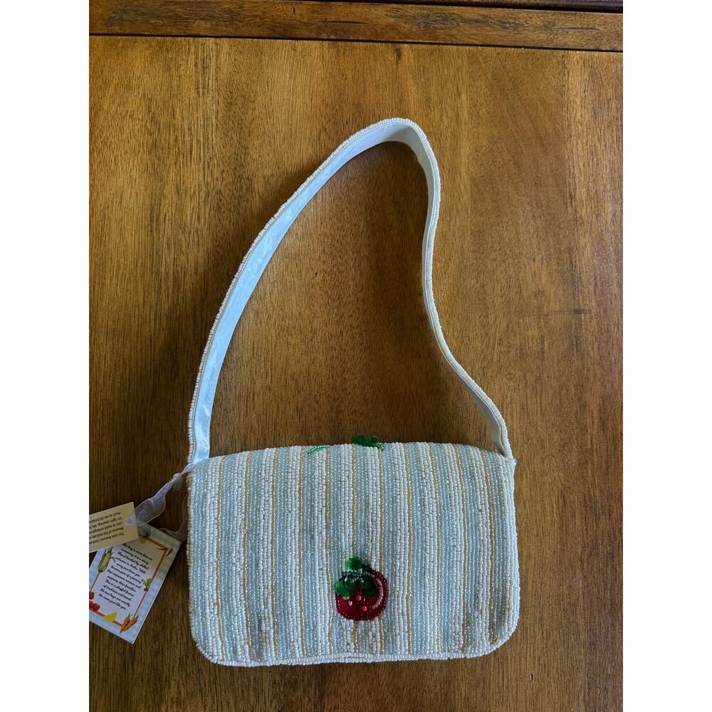 NWT Viral Tomato Beaded Baguette Purse Handmade India - Picture 3 of 10